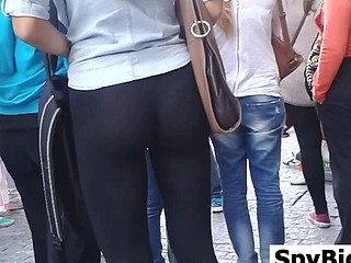 Great Ass In Black Leggings Spied On