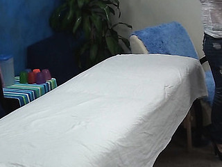 Palmy loveliness takes off garments and underware step little by little and then lies on massage table. Impressive masseur enters rub-down the room and this babe becomes turned on seeing him. The girlie makes a decision helter-skelter entice him helter-skelter fuck herЕ