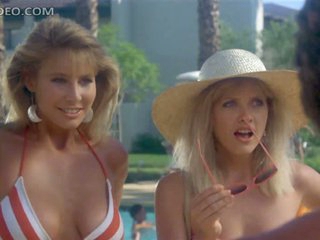 Retro Babes Barbara Crampton coupled with Kathleen Kinmont Flirting In Bikinis